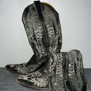 Old Gringo Black Swarovski Crystal Eagle Boots